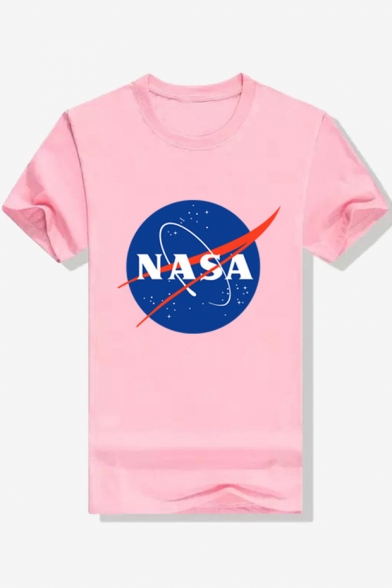 Stylish NASA Planet Earth Print Round Neck Short Sleeves Casual Tee