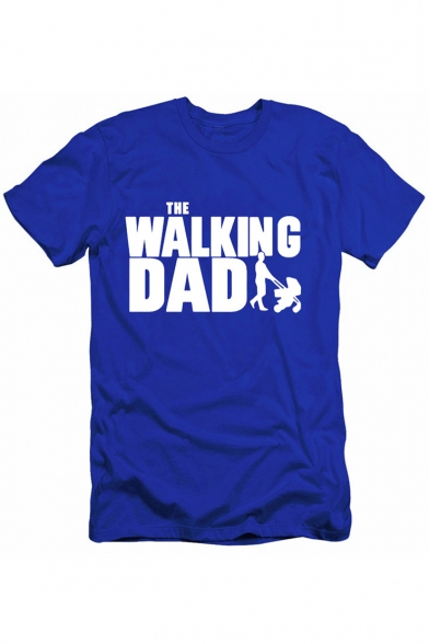 THE WALKING DAD Letter Printed Round Neck Short Sleeve Tee