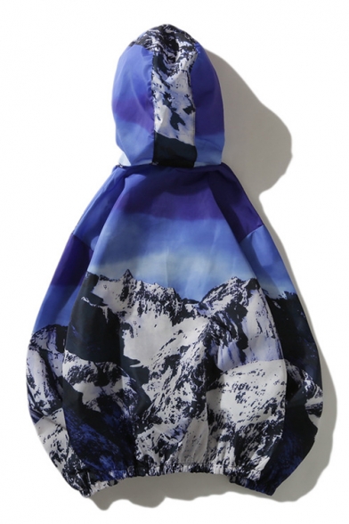 Snow Mountain Printed Long Sleeve Zip Up Hooded Coat