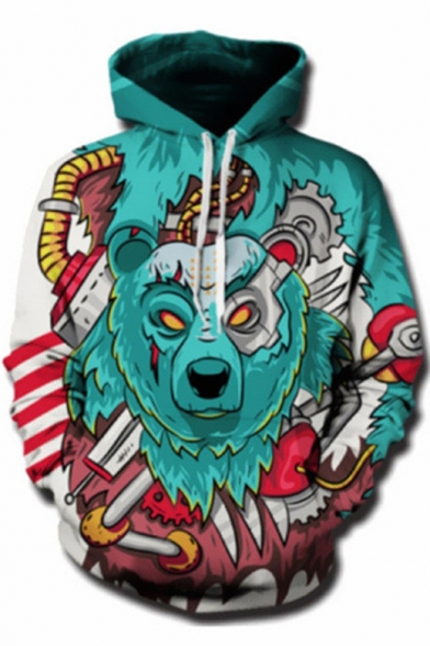 

3D Bear Printed Long Sleeve Hoodie, LC471793