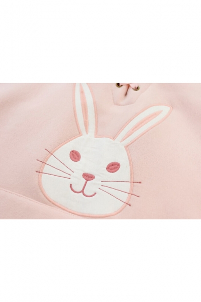Rabbit and Carrots Printed Tie Front Long Sleeve Hoodie