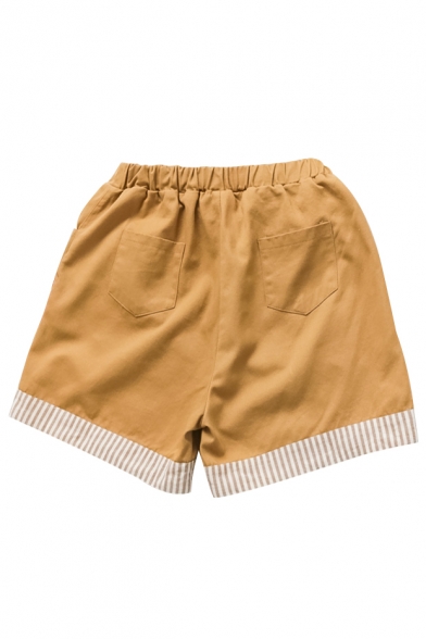 Bear and Rabbit Embroidered Stripes Tie Elasticated Waist Shorts