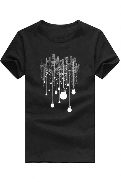 Building Bulb Printed Round Neck Short Sleeve Tee