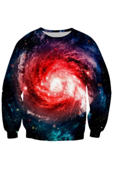 Vortex Galaxy Pattern Long Sleeve Casual Pullover Sweatshirt