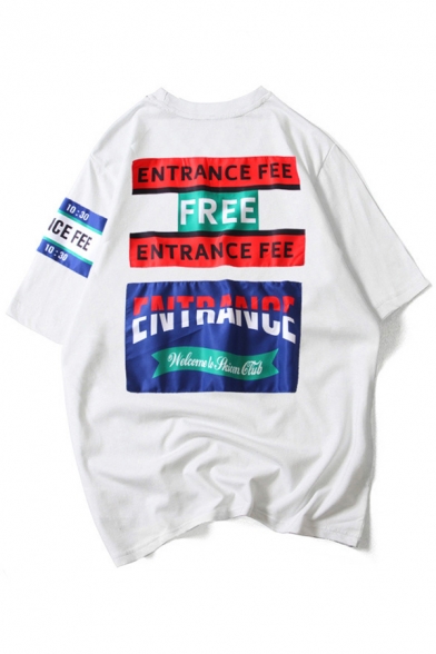 Letter Printed Round Neck Short Sleeve Graphic Tee