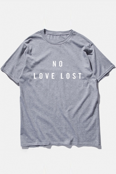 NO LOVE LOST Letter Printed Round Neck Short Sleeve Tee