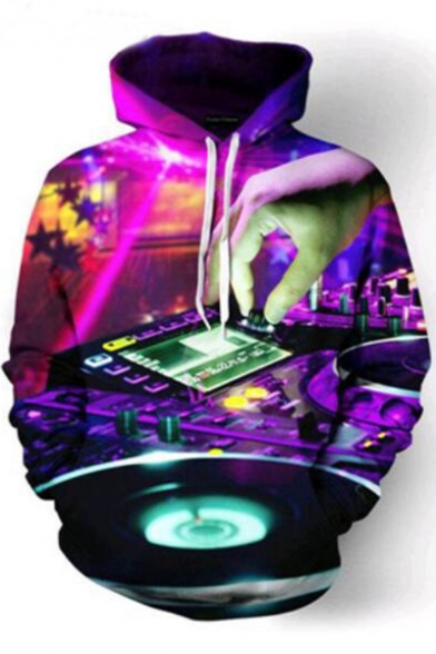 Digital DJ Hand Printed Long Sleeve Hoodie