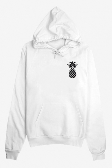 Simple Pineapple Printed Long Sleeve Hoodie