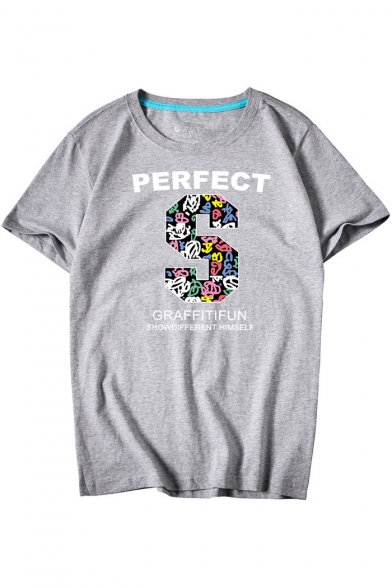 PERFECT S Letter Printed Round Neck Short Sleeve Tee