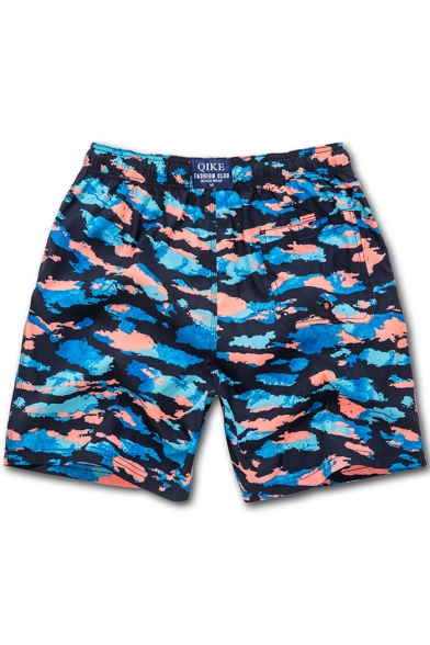Quick Dry Blue Camouflage Swim Trunks Shorts with Hook and Loop Pockets