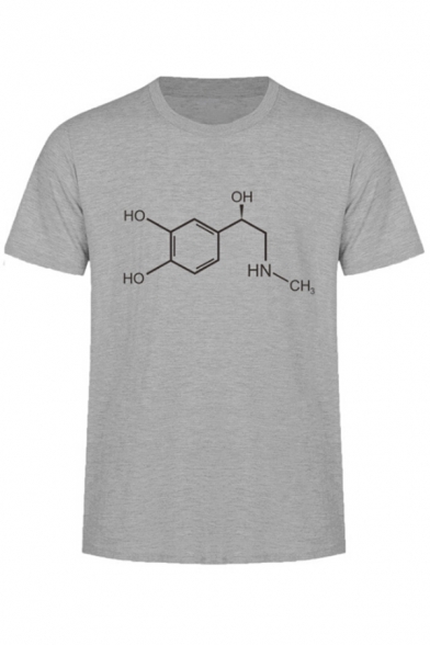 Chemical Molecular Formula Print Crew Neck Short Sleeves Funny T-shirt