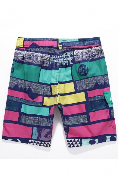 Colorful Big and Tall Quick Drying Color Block Beachwear for Guys with Side Cargo Pockets