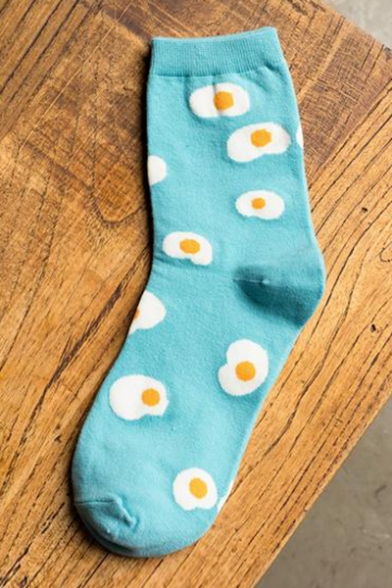 Cute Cartoon Egg Printed Cotton Socks