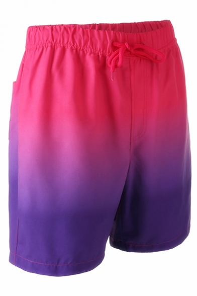 Classic Quick Dry Pink and Purple Ombre Colorblocked Swimming Shorts ...