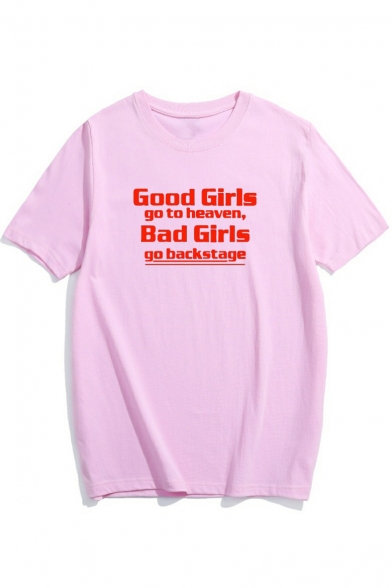 GOOD GIRLS GO TO HEAVEN Letter Printed Round Neck Short Sleeve Tee