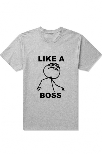 LIKE A BOSS Letter Printed Round Neck Short Sleeve Tee