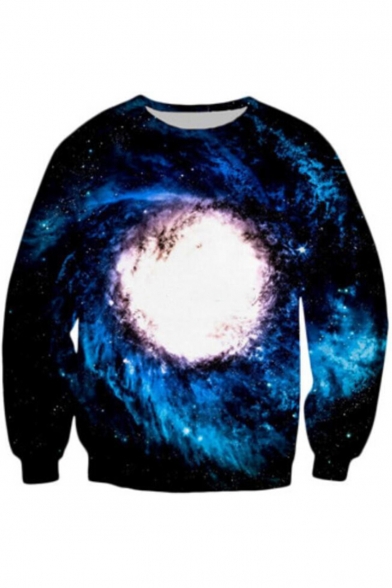 Spiral Starry Sky Pattern Long Sleeve Pullover Sweatshirt for Couple