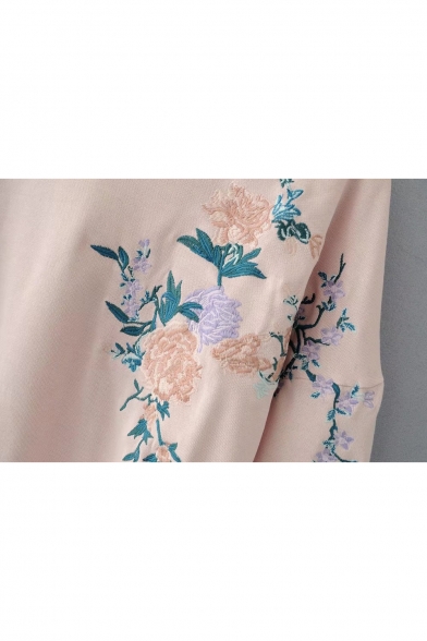 Stylish Floral Embroidered Long Sleeve Hoodie