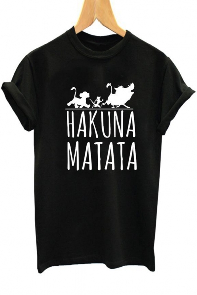 Animal HAKUNA Letter Printed Round Neck Short Sleeve Tee