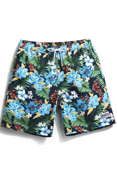 WCAO Boho Style Lotus Flower Board Shorts Mens Summer Holiday Short