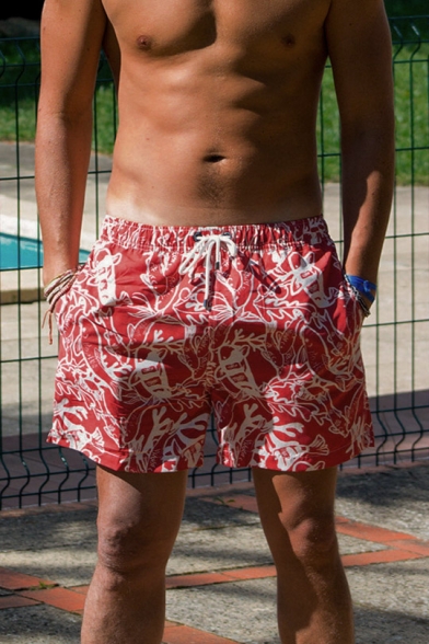 mens coral swim trunks