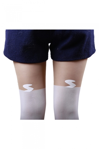 Cat Moon Printed Skinny Knee High Cute Socks