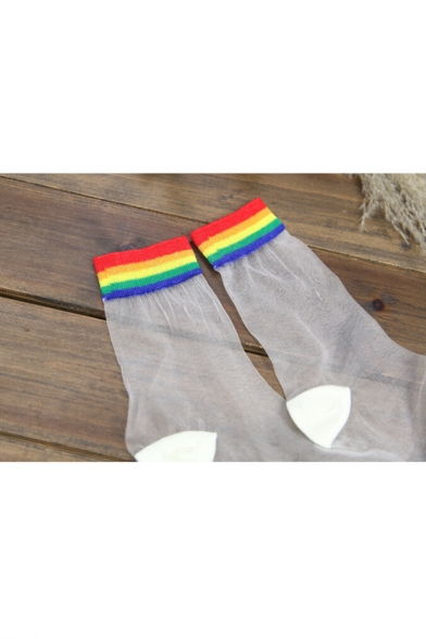Trendy Striped Printed Transparent Socks Ankle Sox