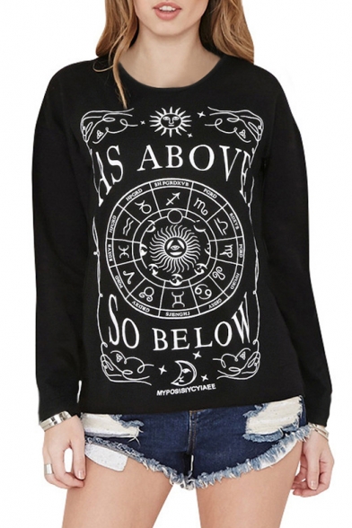 AS ABOVE Printed Round Neck Long Sleeve Graphic Tee
