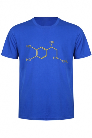 Chemical Molecular Formula Print Crew Neck Short Sleeves Funny T-shirt