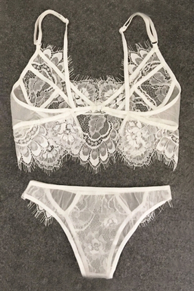 Sexy Sheer Lace Hollow Out Bralet Co-ords