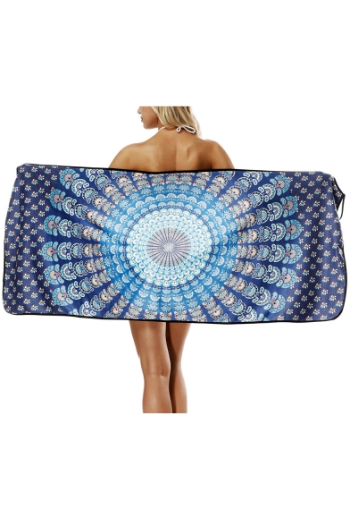 3D Peacock Feather Printed Beachwear Bath Towel