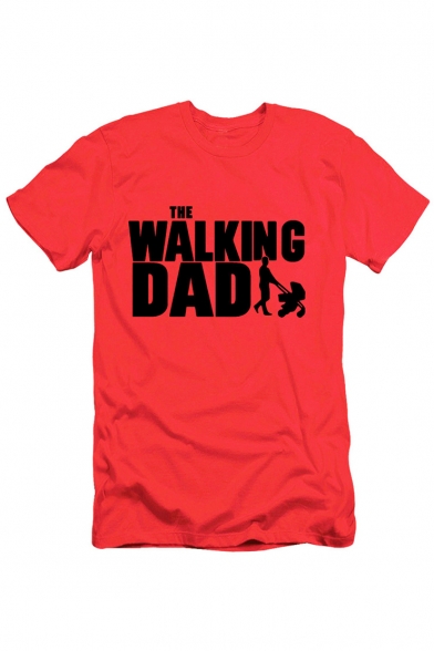 THE WALKING DAD Letter Printed Round Neck Short Sleeve Tee
