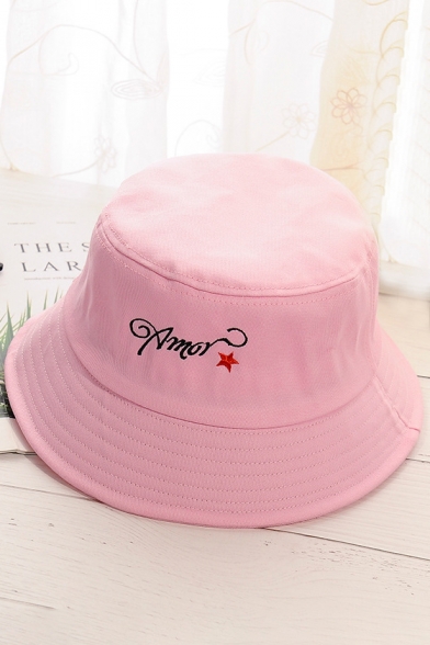 Girl's AMOR Letter Embroidered Bucket Hat