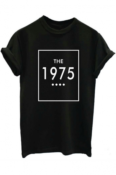 THE 1975 Letter Printed Round Neck Short Sleeve Tee