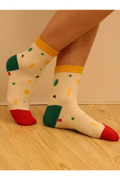 Lovely Color Block Fruit Printed Cotton Socks Ankle Sox