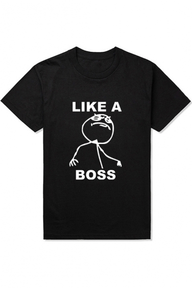 LIKE A BOSS Letter Printed Round Neck Short Sleeve Tee