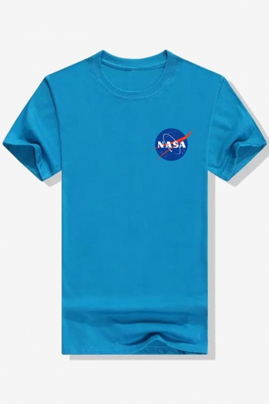 Hot Style Planet NASA Letter Print Round Neck Short Sleeves Daily Tee