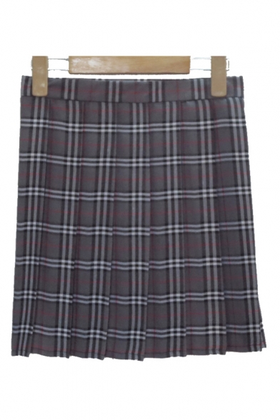 Classic Plaid Printed Zipper Fly Mini Pleated Skirt