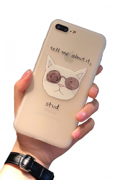 TELL ME ABOUT IT Letter Cat Printed Mobile Phone Case for iPhone
