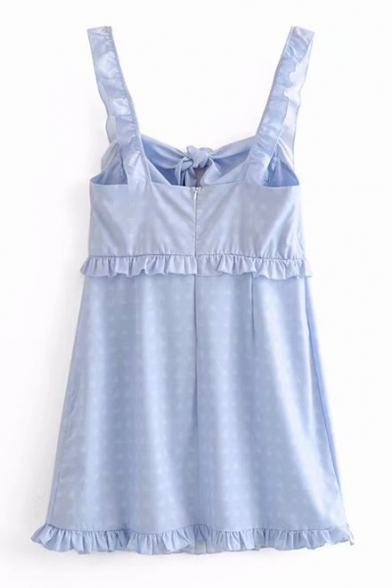 Heart Printed Tied Front Straps Sleeveless Mini Cami Dress