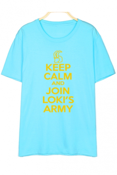 KEEP CALM Letter Printed Round Neck Short Sleeve Graphic Tee