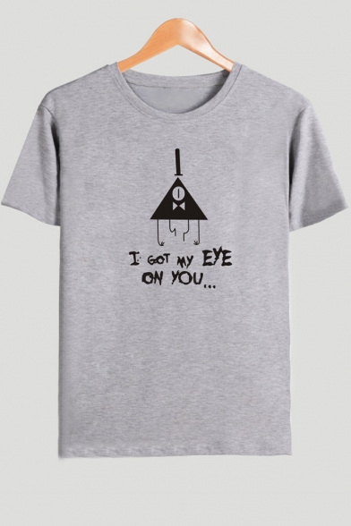 I GOT MY EYE ON YOU Letter Printed Round Neck Short Sleeve Graphic Tee