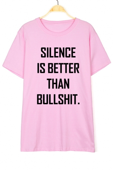 SILENCE Letter Printed Round Neck Short Sleeve Tee