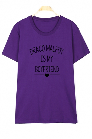 DRACO MALFOY Letter Printed Round Neck Short Sleeve Tee