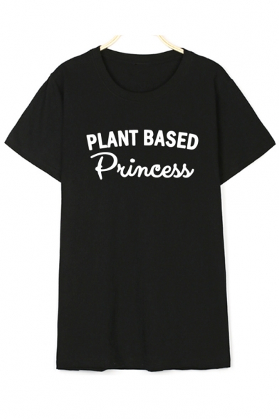 PLANT BASES Letter Printed Round Neck Short Sleeve Tee