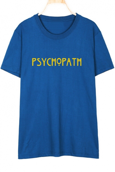 PSYCHOPATH Letter Printed Round Neck Short Sleeve Tee