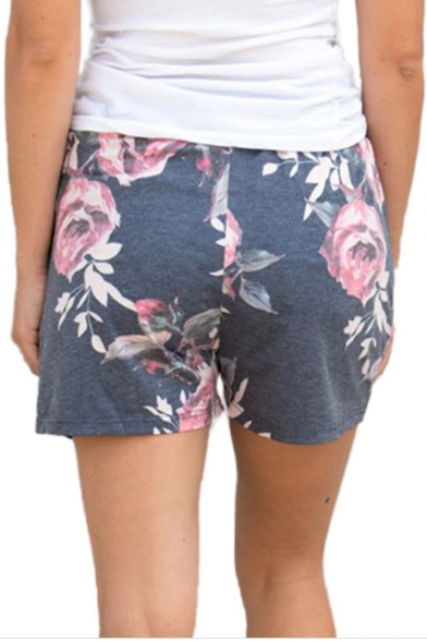 Drawstring Waist Leisure Floral Printed Comfort Shorts