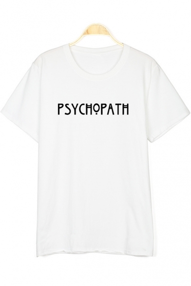 PSYCHOPATH Letter Printed Round Neck Short Sleeve Tee