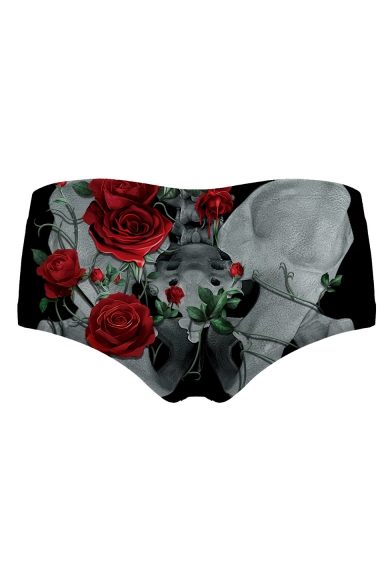 Skeleton Floral Printed Women's Underwear Panty
