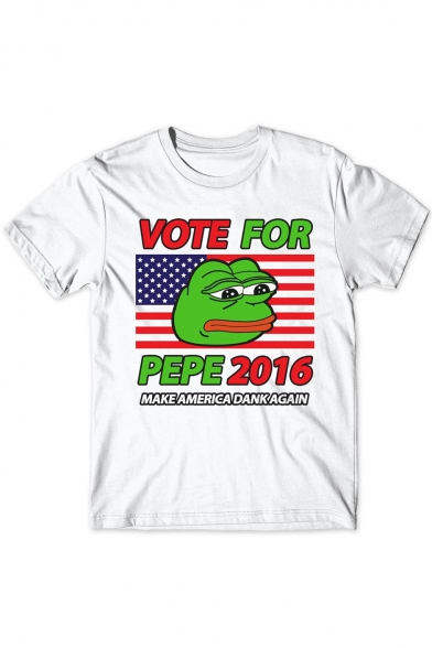 

VOTE FOR Letter Frog Printed Round Neck Short Sleeve Tee, LC474321